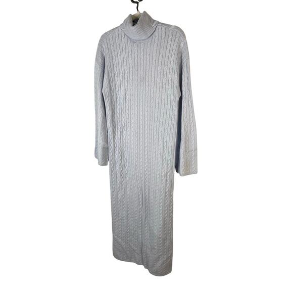 Helsa Shai Cable Knit Maxi Sweater Dress Turtleneck Merino Wool Cashmere Blend S - Picture 5 of 10